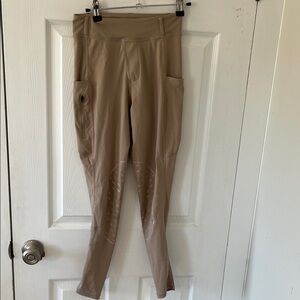 XS tan riding breeches with knee patch grip